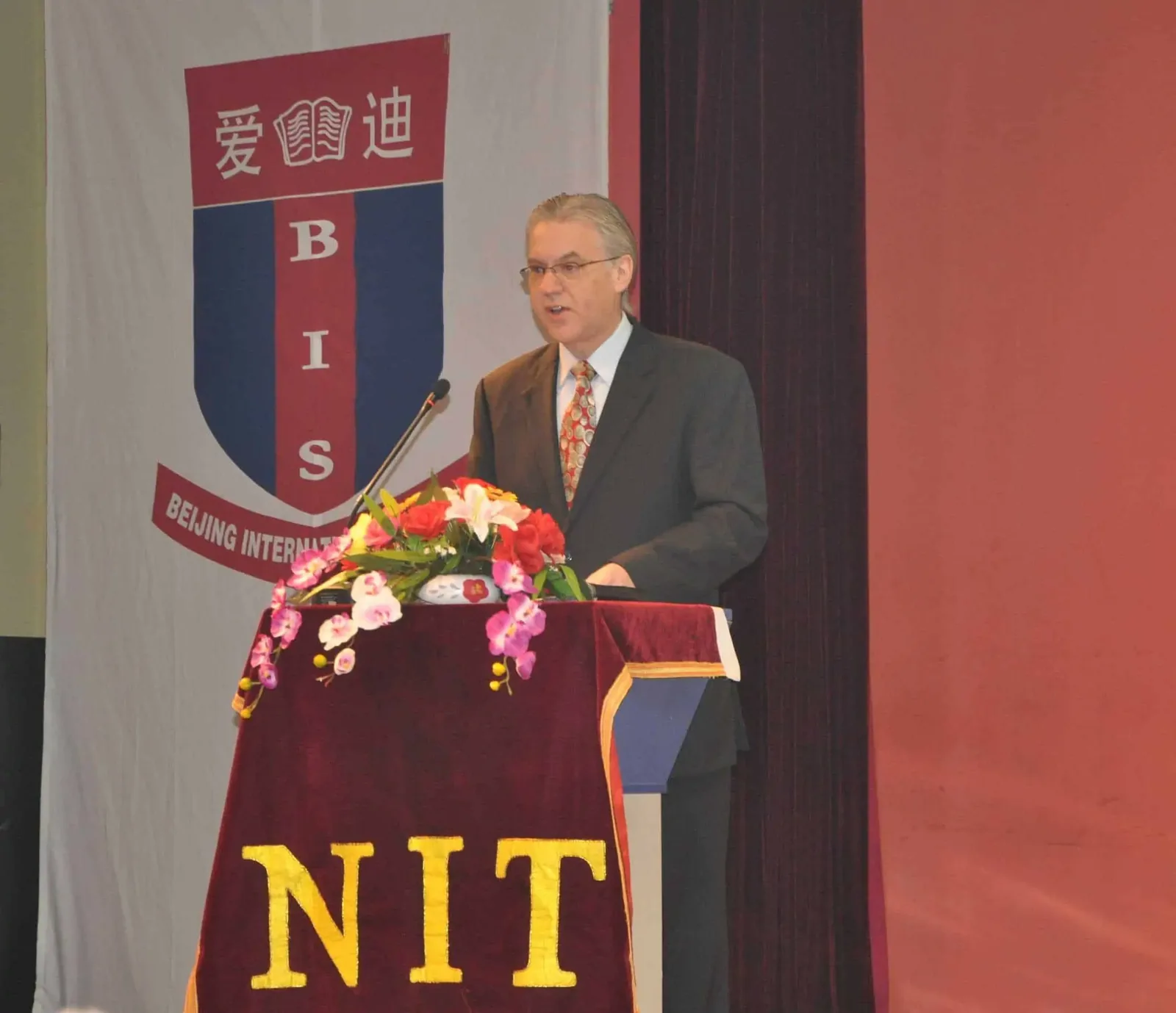Paul Hughes giving graduation speech at NIT in Beijing China